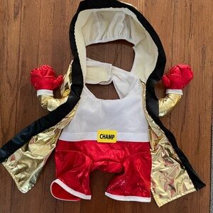 Pet Boxing Champion Costume - Red and Gold Size L
